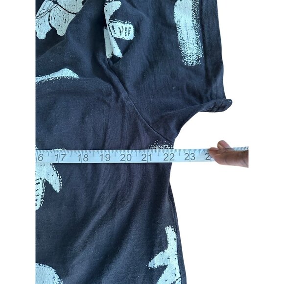 Vintage 90's Black with White Fish Print Stretchy Cotton Maxi Dress size Large - Picture 6 of 13